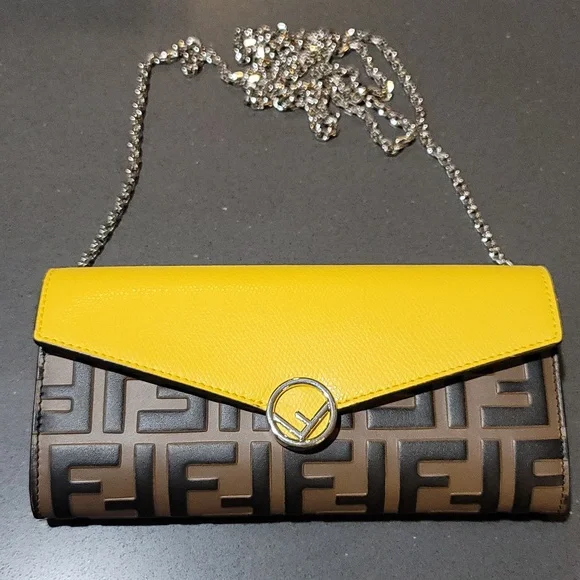 財布・小物その他 FENDI Printed Canvas Continental Wallet Fendi Continental Wallet With Chain Fabric Brown | Fendi